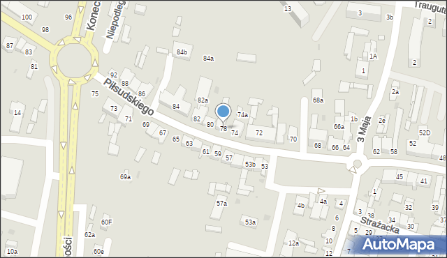 Końskie, Piłsudskiego Józefa, marsz., 78, mapa Końskie