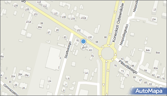 Końskie, Piłsudskiego Józefa, marsz., 87, mapa Końskie