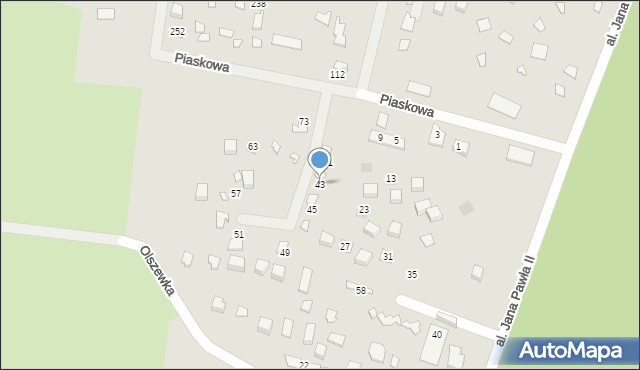 Koronowo, Piaskowa, 43, mapa Koronowo