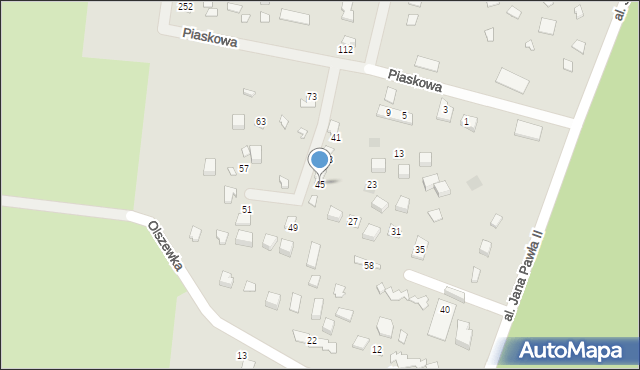 Koronowo, Piaskowa, 45, mapa Koronowo