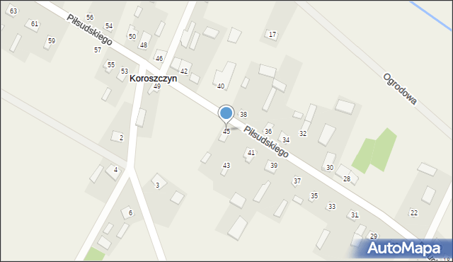 Koroszczyn, Piłsudskiego Józefa, marsz., 45, mapa Koroszczyn