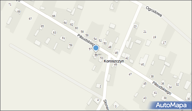 Koroszczyn, Piłsudskiego Józefa, marsz., 55, mapa Koroszczyn