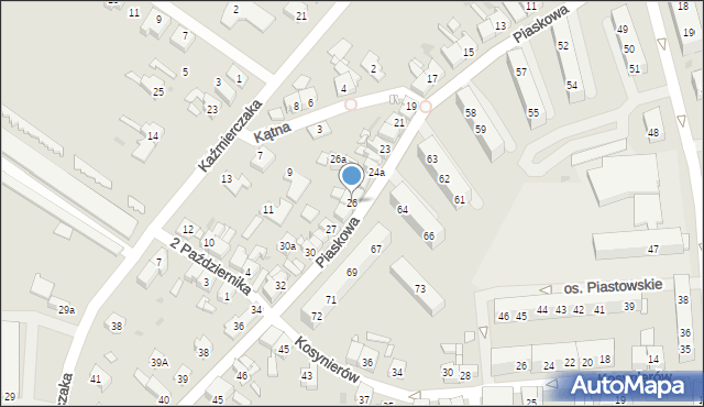 Kościan, Piaskowa, 26, mapa Kościan