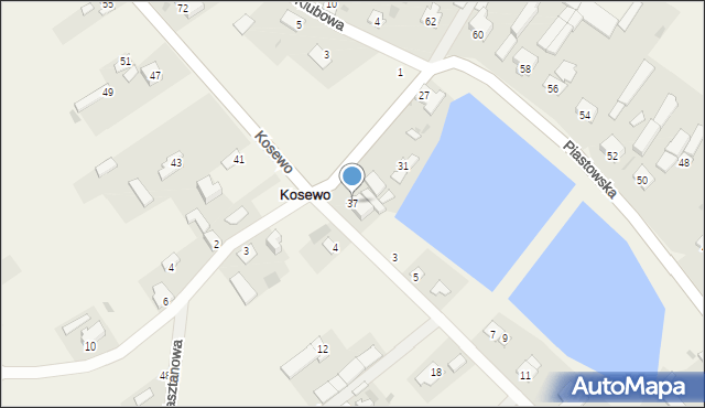 Kosewo, Piastowska, 37, mapa Kosewo