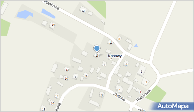 Kosowy, Piaskowa, 13, mapa Kosowy