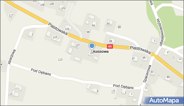 Kossowa, Piastowska, 105, mapa Kossowa