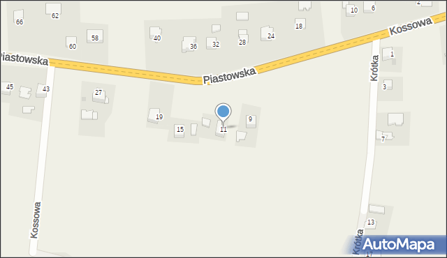 Kossowa, Piastowska, 11, mapa Kossowa