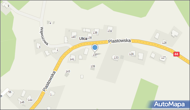 Kossowa, Piastowska, 137, mapa Kossowa