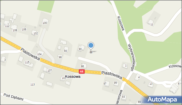 Kossowa, Piastowska, 88, mapa Kossowa