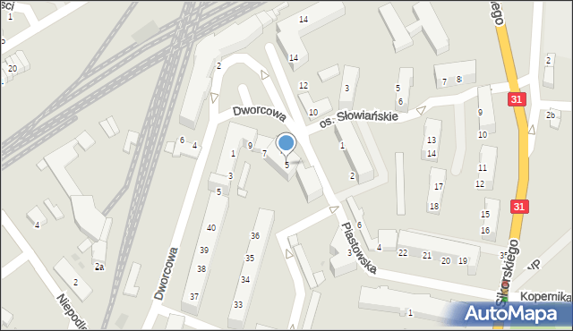 Kostrzyn nad Odrą, Piastowska, 5, mapa Kostrzyn nad Odrą