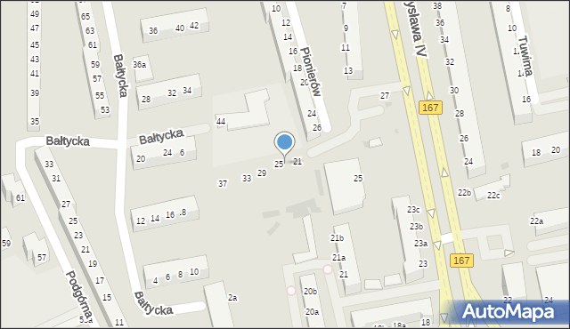 Koszalin, Pionierów, 23, mapa Koszalina