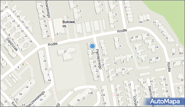 Koszalin, Pieniężnego Seweryna, 10, mapa Koszalina