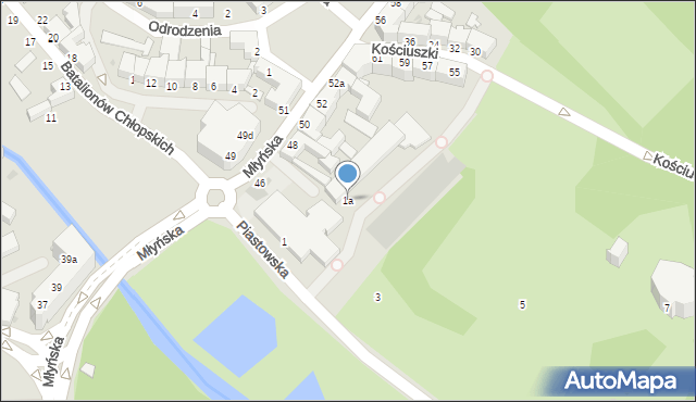 Koszalin, Piastowska, 1a, mapa Koszalina