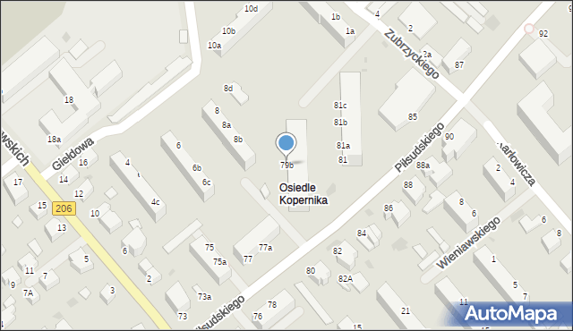 Koszalin, Piłsudskiego Józefa, marsz., 79b, mapa Koszalina