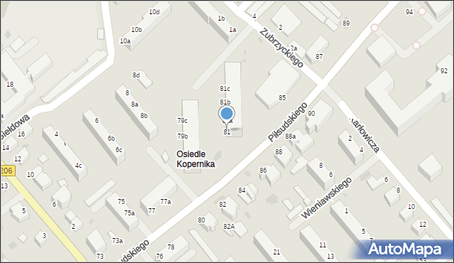 Koszalin, Piłsudskiego Józefa, marsz., 81, mapa Koszalina