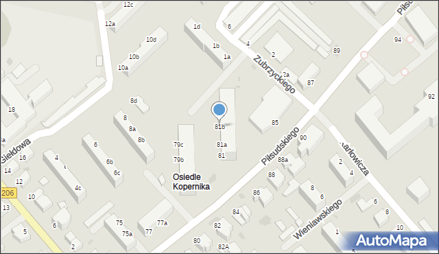 Koszalin, Piłsudskiego Józefa, marsz., 81b, mapa Koszalina