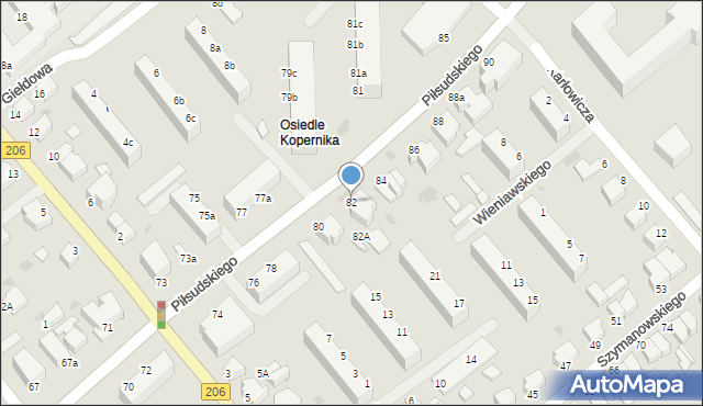 Koszalin, Piłsudskiego Józefa, marsz., 82, mapa Koszalina