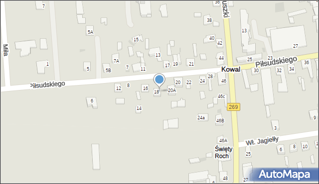 Kowal, Piłsudskiego Józefa, marsz., 18A, mapa Kowal