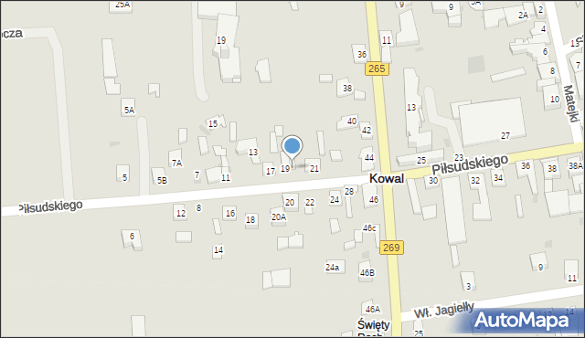 Kowal, Piłsudskiego Józefa, marsz., 19A, mapa Kowal