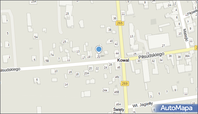 Kowal, Piłsudskiego Józefa, marsz., 21, mapa Kowal