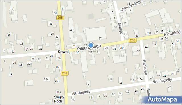 Kowal, Piłsudskiego Józefa, marsz., 32, mapa Kowal