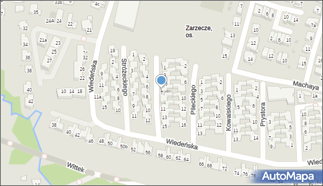 Kraków, Piwnika-Ponurego Jana, mjr., 7, mapa Krakowa
