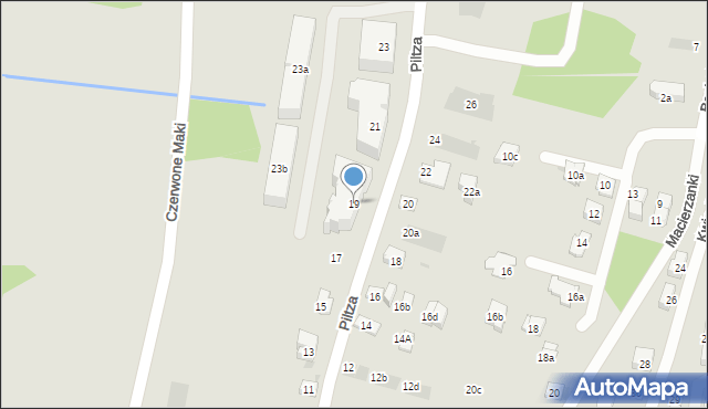 Kraków, Piltza Jana, dr., 19, mapa Krakowa