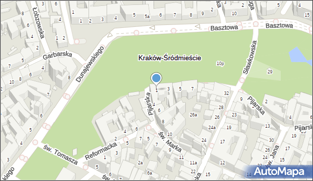 Kraków, Pijarska, 1, mapa Krakowa