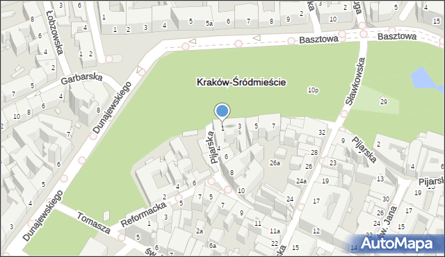 Kraków, Pijarska, 1, mapa Krakowa