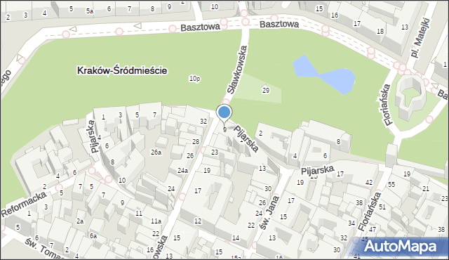 Kraków, Pijarska, 9, mapa Krakowa