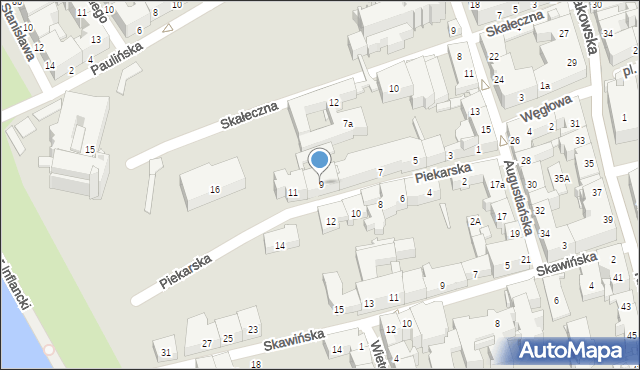 Kraków, Piekarska, 9, mapa Krakowa