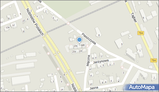 Kraków, Piaszczysta, 20a, mapa Krakowa