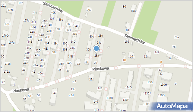 Kraków, Piaskowa, 28a, mapa Krakowa