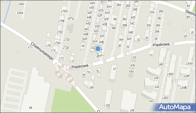 Kraków, Piaskowa, 40, mapa Krakowa