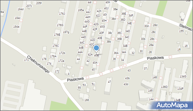 Kraków, Piaskowa, 40B, mapa Krakowa