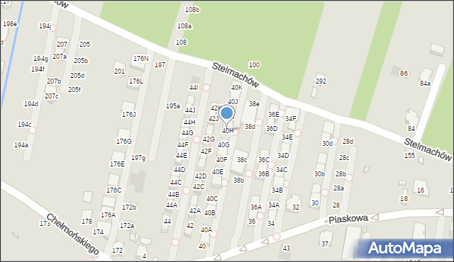 Kraków, Piaskowa, 40H, mapa Krakowa