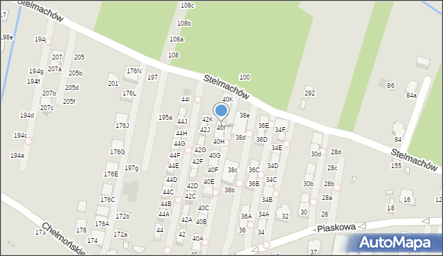 Kraków, Piaskowa, 40I, mapa Krakowa