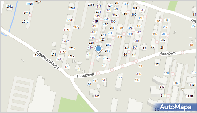 Kraków, Piaskowa, 42, mapa Krakowa