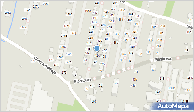 Kraków, Piaskowa, 42A, mapa Krakowa