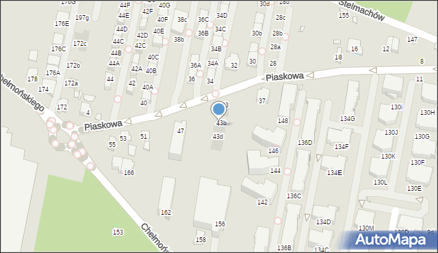 Kraków, Piaskowa, 43c, mapa Krakowa