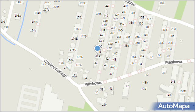 Kraków, Piaskowa, 44A, mapa Krakowa