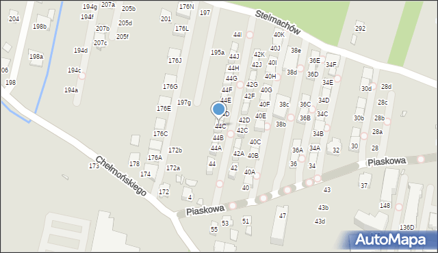 Kraków, Piaskowa, 44C, mapa Krakowa