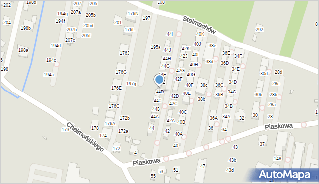 Kraków, Piaskowa, 44D, mapa Krakowa