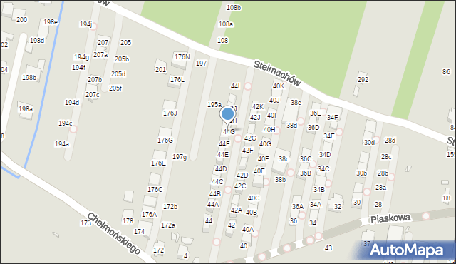 Kraków, Piaskowa, 44G, mapa Krakowa