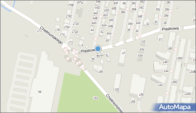 Kraków, Piaskowa, 53, mapa Krakowa