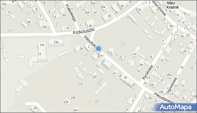 Kraśnik, Piłsudskiego Józefa, marsz., 6, mapa Kraśnik