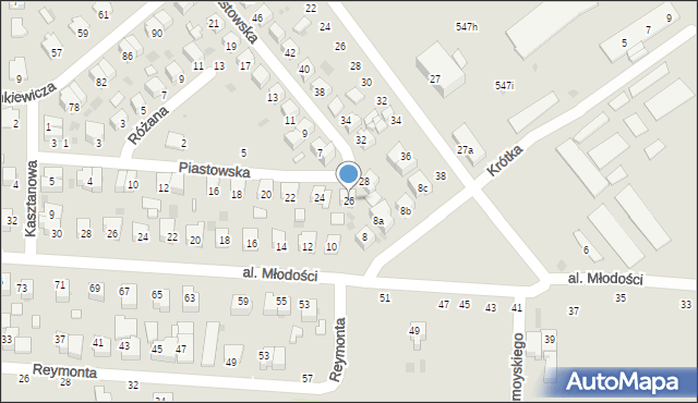 Kraśnik, Piastowska, 26, mapa Kraśnik
