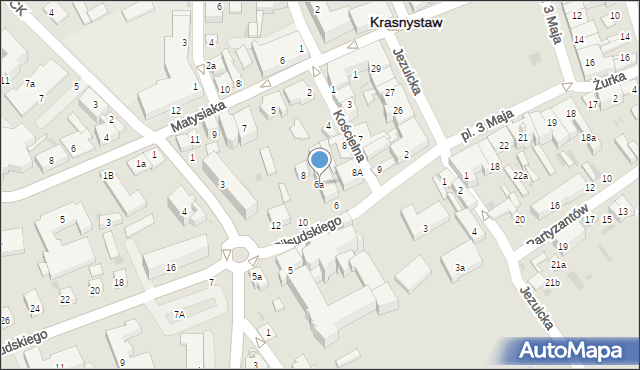 Krasnystaw, Piłsudskiego Józefa, marsz., 6a, mapa Krasnystaw