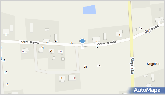 Krępsko, Piotra, Pawła, 1c, mapa Krępsko