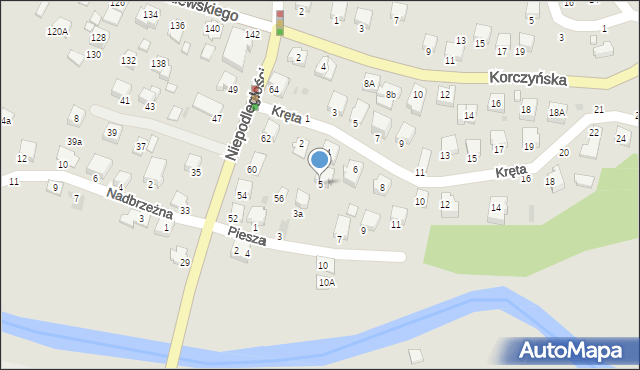 Krosno, Piesza, 5, mapa Krosna